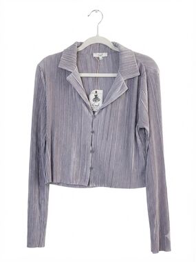 085 - Easel Long Sleeve Waist Length Blouse-L-NWT Lavender-Gray